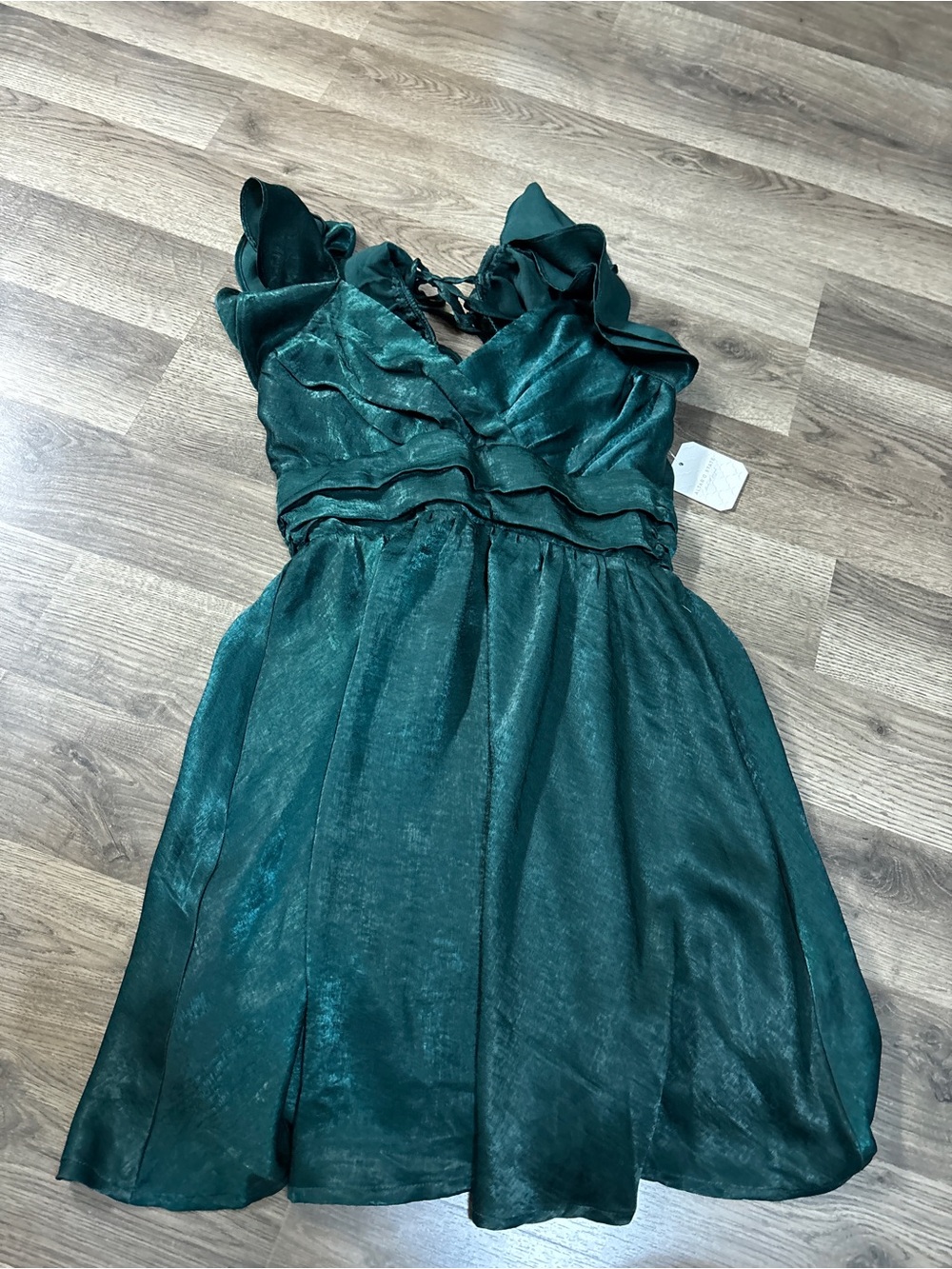 Altar'd State Emerald Green Ruffle-Trim Party Dress